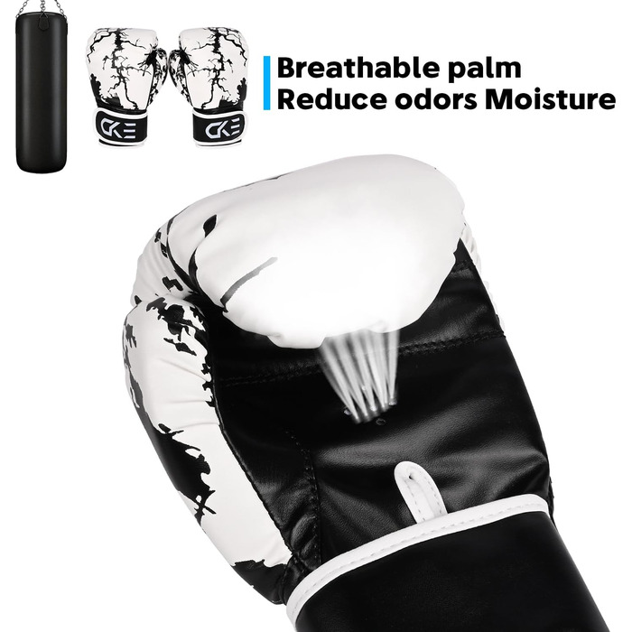Боксерські рукавички для дітей CKE, 5-12 років, тренувальні, для боксерського мішка, кікбоксингу, муай-тай, зелені (чорно-білі)
