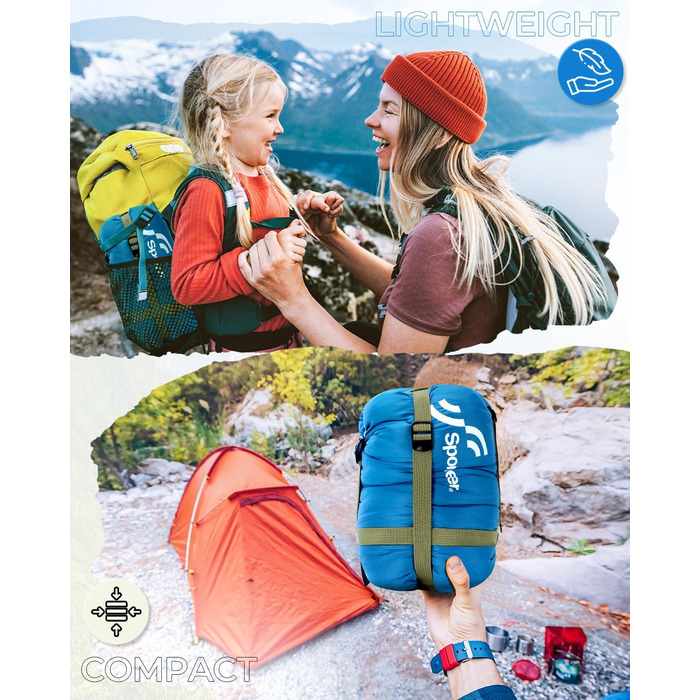 Сплячий мішок літній Sportneer 190x85 см: легкий, водонепроникний, для кемпінгу, походів, подорожей (блакитний)