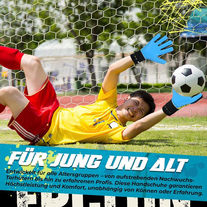 Дитячі та юнацькі воротарські рукавички Torwarthandschuhe: дихаючі та зручні рукавички з латексного піноматеріалу для хлопчиків, дівчаток та юніорів (9, Cyan)