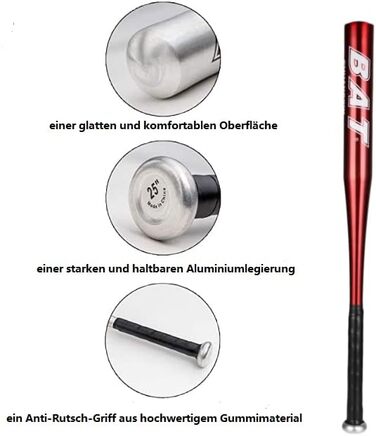 Алюмінієва біта для бейсболу 34 дюйми (86,4 см) багатоколірна, для дорослих та молоді, чоловіча/жіноча (червона)