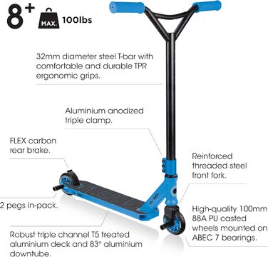 Трюковий самокат Globber GS 540 для підлітків, унісекс, синій