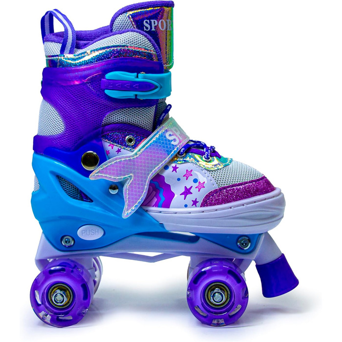 Дитячі ролики-хвіст русалки Scale Sports для дівчаток, регульовані, з підсвічуванням, фіолетові (2.5-5 UK)