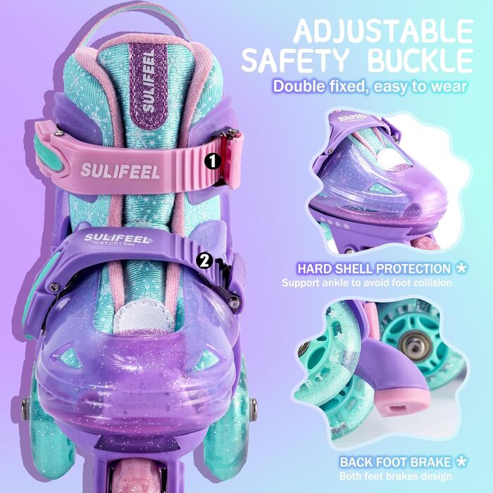 Ролики дитячі SULIFEEL регульовані, світлові, для дівчаток та хлопчиків, баланс, для початківців, розмір S (29-32 EU) та XS (25-28 EU)