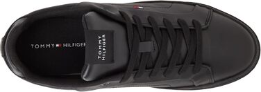 Чоловічі шкіряні кросівки Tommy Hilfiger Low Icon Court Leather Flag Essential, чорні, розмір 46 EU