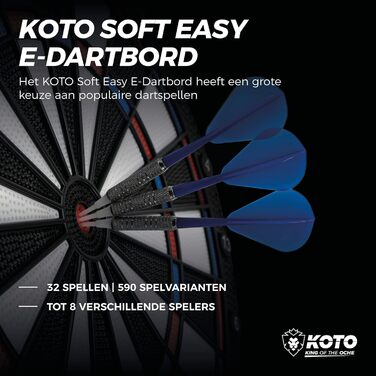 KOTO Електронна м'яка дартс-дошка 39x2x44,5 см з 6 дротиками, 32 ігри, понад 590 режимів, набір для мультигравців