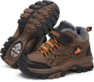 Дитячі зимові черевики Meidiastra для туризму та хайкінгу: теплі, водонепроникні, з антиковзаючою підошвою та застібкою-липучкою (EU 30-40), зелені та коричневі кольори