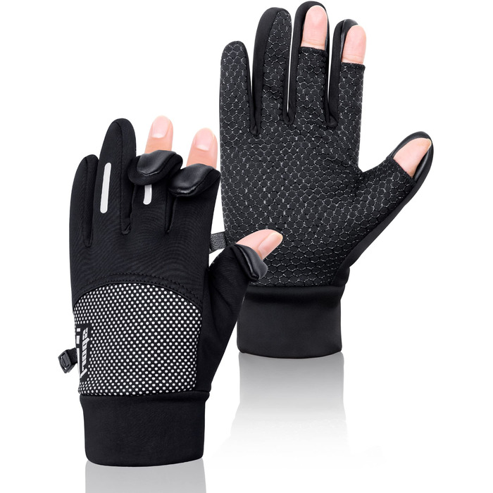 Becellen Велосипедні рукавички чоловічі зимові безпальцеві термо рукавички з сенсорним екраном, неслизькі для велосипеда, мотоцикла, бігу, катання на лижах, активного відпочинку (чорні)