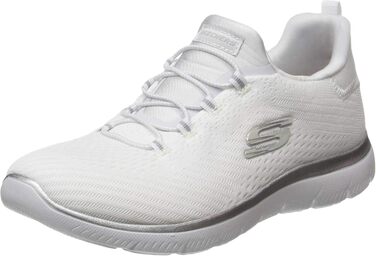 Кросівки жіночі Skechers 149036-BKLB білі сітчасті з срібною обробкою, 37 EU