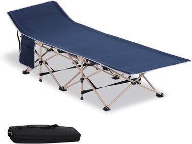 Розкладне ліжко для кемпінгу Outsunny з сумкою, сталевий каркас Oxford, 190 x 68 x 52 см, блакитне
