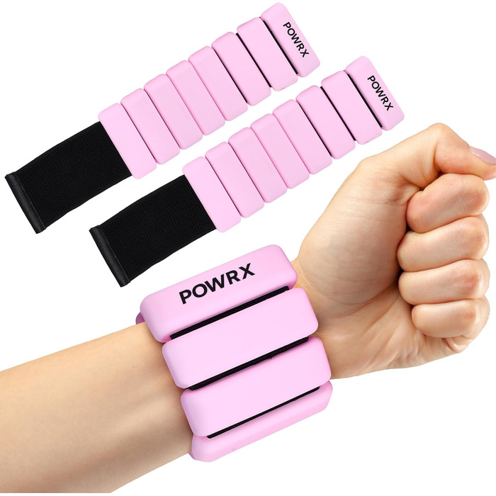 Ваги для зап'ястя PowrX для чоловіків: високоякісний силікон, нержавіюча сталь, зручні, легкі в очищенні, стійкі до поту та запаху, для фітнесу, тренувань, подорожей - Білий Рожевий