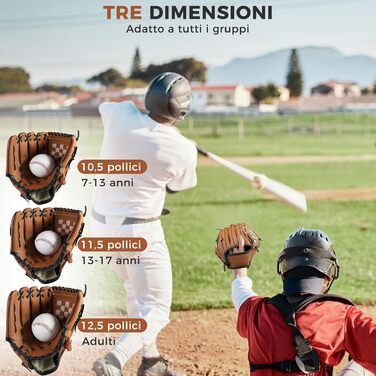 Рукавиця для бейсболу та софтболу Recht Hand 12.5 дюймів, коричнева, для дорослих, з м'ячем для тренувань та змагань
