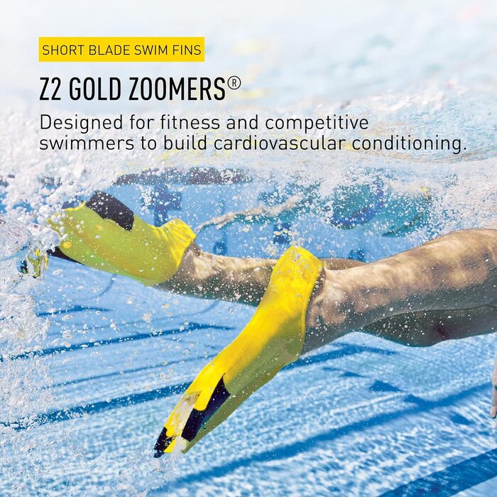 Плавальні ласти FINIS Z2 Gold H, жовто-чорні, розмір 45-46, для тренувань