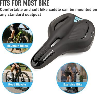 Велосипедне сідло DDK Comfort Plus – з піною Memory, комфортне, зняття тиску та амортизація – зручне, м'яко стьобане сідло для чоловіків та жінок (MTB, шосе, місто)