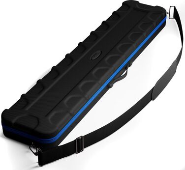 Чохол для більярдних київ Casemaster Parallax Guard 2x2, на 2 розбірні киї, міцний поліестер 600D з м'якою підкладкою, чорний з синім