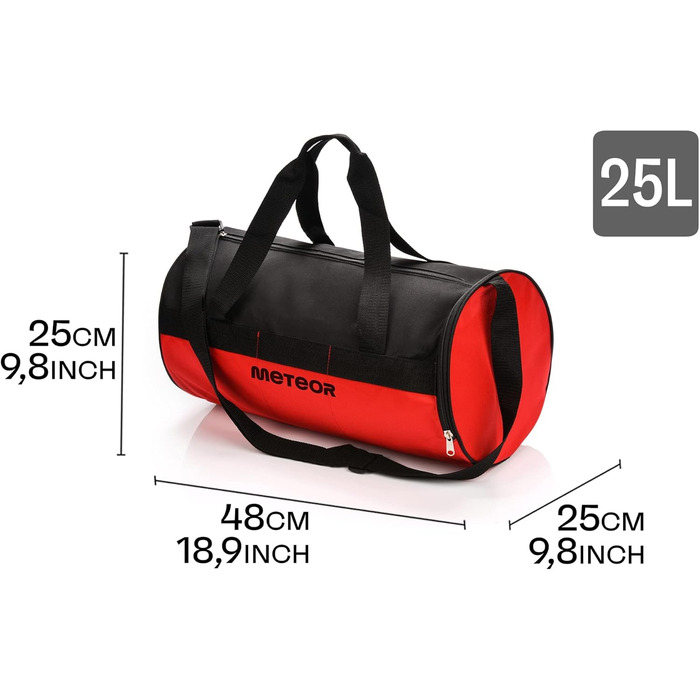Спортивна сумка для фітнесу та подорожей 25 л з окремим відділенням для взуття, червоно-чорна (унісекс)