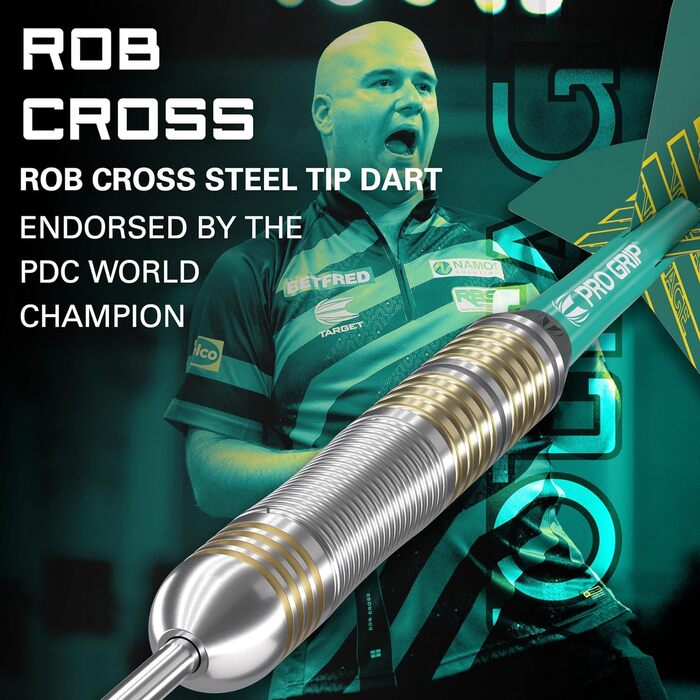 Дротики для дартсу Ziel Rob Cross 22 г латунні, стальні вістря, набір із гаманцем, гравецька серія