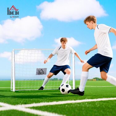 Футбол ворота HOMCOM для молоді та дорослих 186x123 см, з сіткою, гачками для кріплення, білі садові ворота