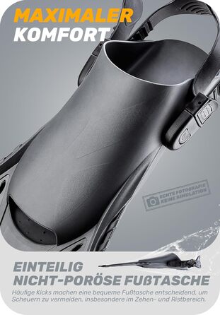 CAPAS Ласти для снорклінгу та дайвінгу, дорослі, чорні, L/XL (42-47), регульовані, відкрита п'ятка