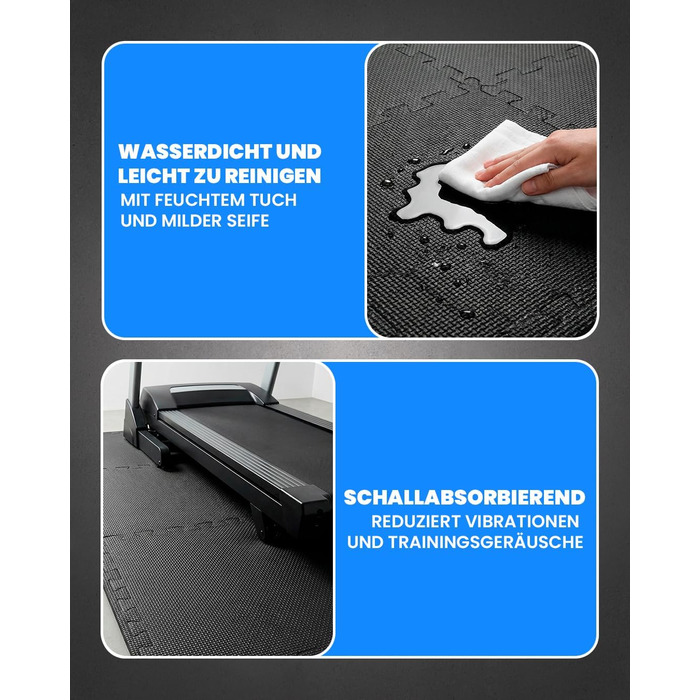 Набір модульних килимків для підлоги unycos (12/20/28 шт), захисна пазл-матрас 30x30x1.2 см для тренажерного залу, спортивного обладнання та йоги, водонепроникні, чорні