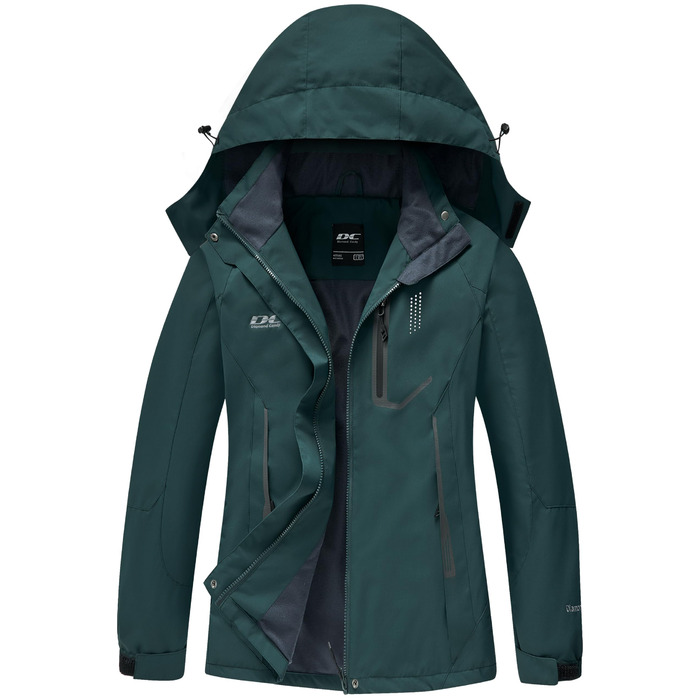 Жіноча водонепроникна куртка-дождевик Softshell для походів та прогулянок, перехідна outdoor-куртка з капюшоном, XL, темно-зелена