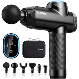 Масажер RENPHO R3 Power - пістолет для масажу з LED-дисплеєм та 6 насадками | Для спини, м'язів, релаксації