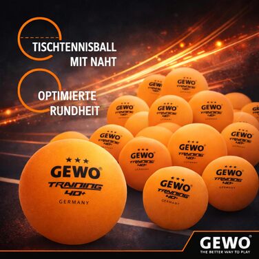 Кульки для настільного тенісу GEWO Training 40+ (3 зірки), ABS-пластик з швом, помаранчеві, 24 шт.