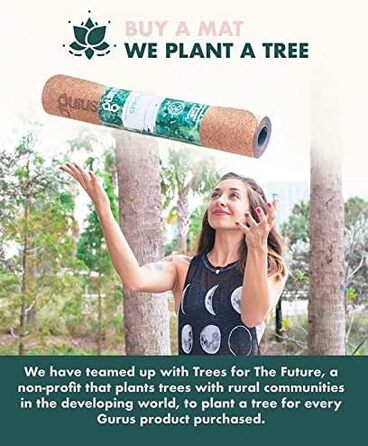 Килимок для йоги GURUS з корку, неслизький, товстий, для дому та фітнесу