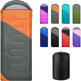 Спальний мішок Yarmiene 3-4 сезони для дорослих та дітей, Outdoor, теплий та м'який, для кемпінгу та походів (сірий+помаранчевий)