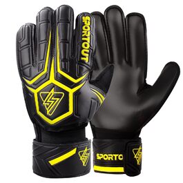 Воротарські рукавиці Sportout Fingersave дитячі та дорослі, футбольні рукавиці з захистом пальців, чорно-жовті, розмір 7