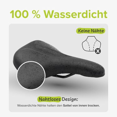 VELMIA Велосипедне сідло 100% Водонепроникне, безшовне та ергономічне - комфортне сідло для чоловіків та жінок, ідеальне для електровелосипедів, трекінгу та міських поїздок, а також гірських велосипедів