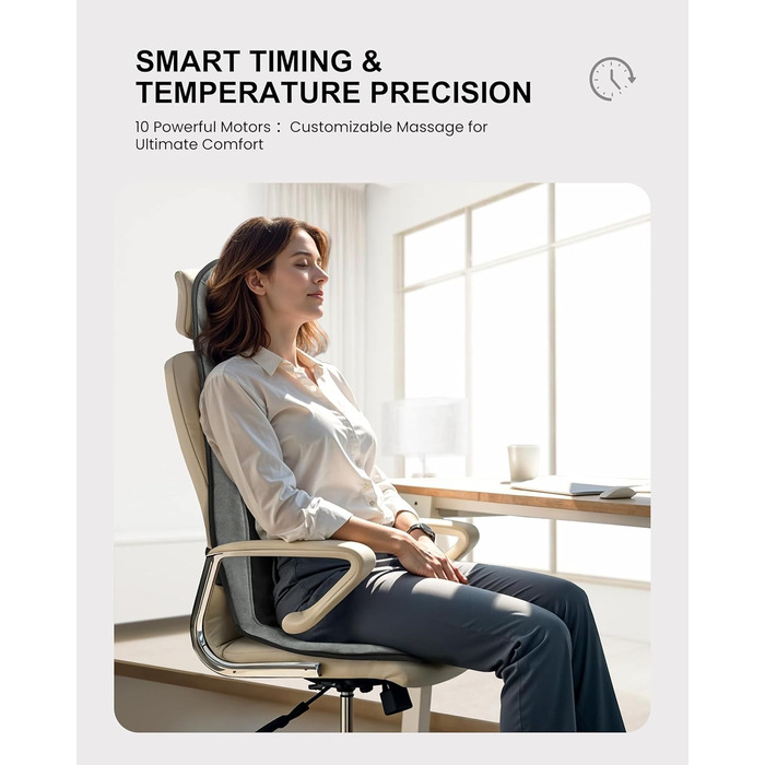 Масажний килимок Comfier з підігрівом та регульованою поперековою підтримкою, вібруючий масажний сидіння, масажер спини для зняття втоми спини, подарунок для жінок, чорно-сірий