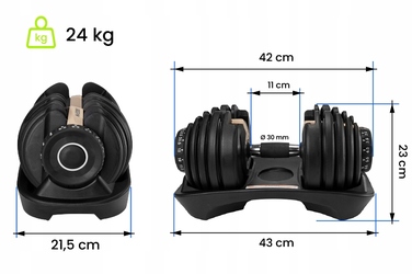 Регульовані гумовані гантелі Urbogym 1 x 24 кг