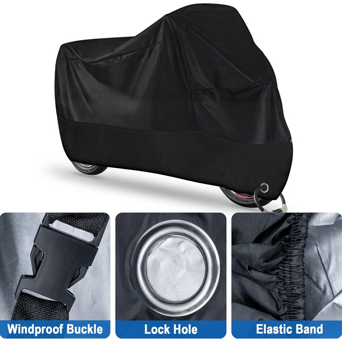 Водонепроникна накривка для мотоцикла Carehabi, 245x105x125 см, XXL, для мопедів, ролерів, ендуро, вуличної техніки