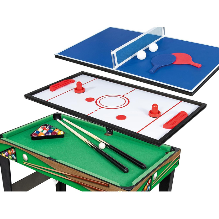 Дерев'яний ігровий стіл 4-в-1 Teorema: футбол, теніс, хокей, більярд. Розміри 96x86x68 см