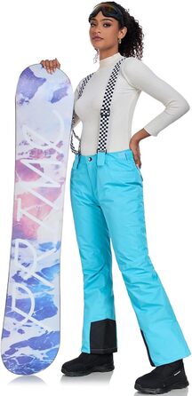 Штани для сноуборду та гірськолижного спорту ALSOGO: водонепроникні, вітронепроникні, з підтяжками, для жінок, зимові, знімні підтяжки, снігозахисний клапан, теплі, для активного відпочинку, синього кольору