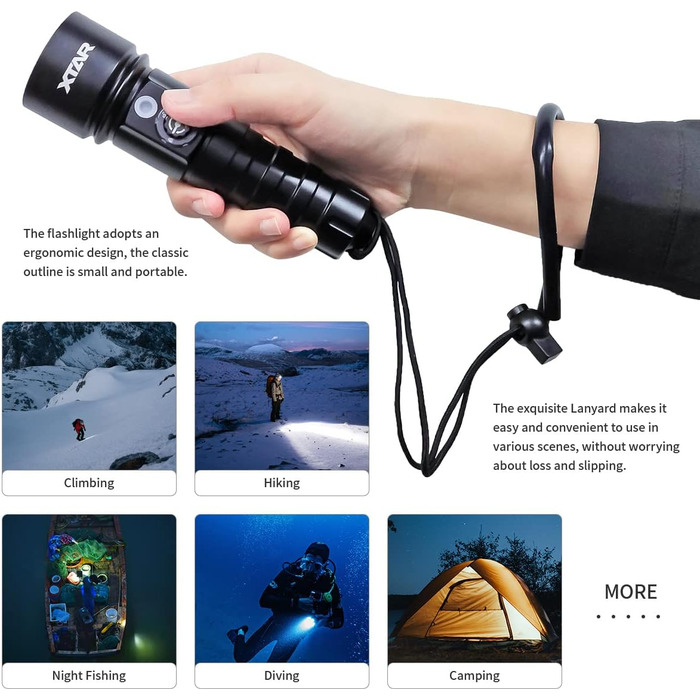 Ліхтар Xtar D26 для підводної фотографії, 1100 Lm, водонепроникний до 100 м, з бічним перемикачем