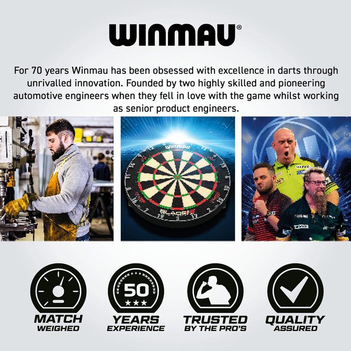 Дартсет WINMAU Solaris Pro зі сталевими вістрями, професійний набір для дартсу