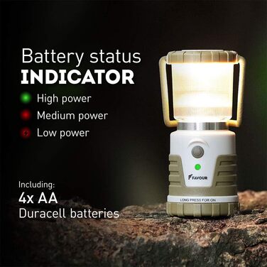 LED Ліхтар для кемпінгу Favor Adventurer: 1300 люмен, IP64, регулювання яскравості, змінна колірна температура, акумуляторний, зелений/коричневий