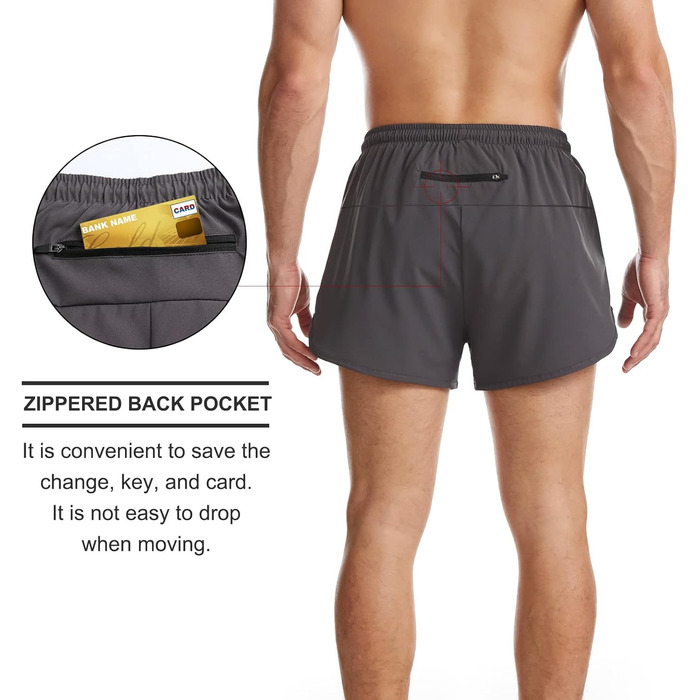 Шорти спортивні чоловічі Suwangi, короткі, швидковисихаючі, з внутрішньою сіткою, спортивні штани з кишенею (XL, сірий)