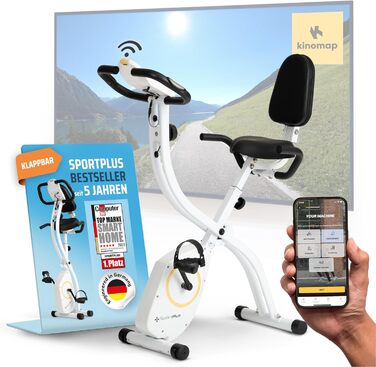 Складний велотренажер SportPlus для дому - тихий Hometrainer для занять спортом вдома, компактний велобік з підтримкою додатків