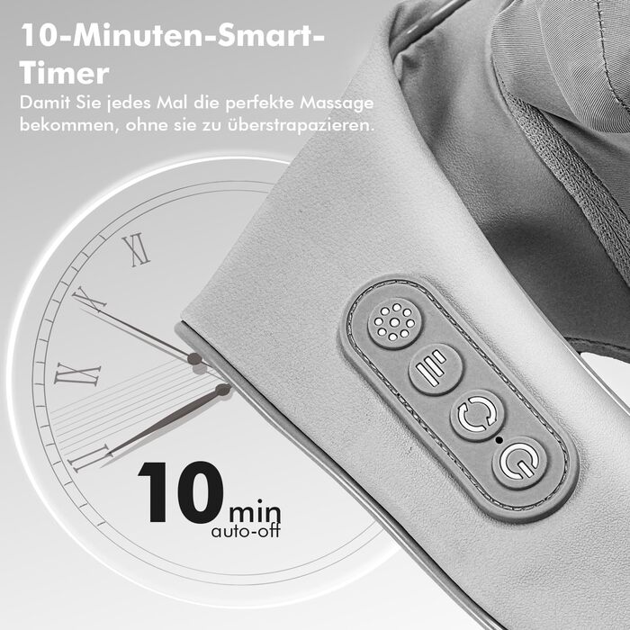 Масажер для шиї та спини з підігрівом, Shiatsu масажер для шиї, спини, плечей, талії та ніг, для розслаблення м'язів, сірий (ідеальний подарунок)