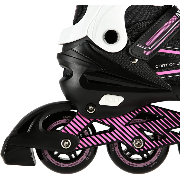 Жіночі роликові ковзани Nils ABEC7, регульовані, для дітей (чорно-рожеві, 39-42)