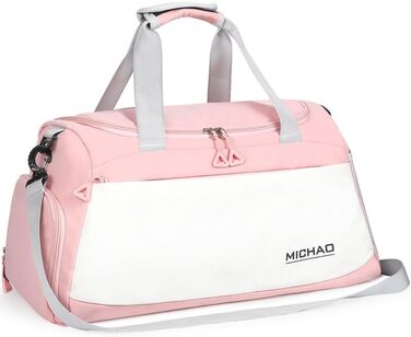 Спортивна сумка-рюкзак для подорожей: велика, водонепроникна, з відділенням для взуття та мокрих речей, для жінок та чоловіків (білий+рожевий)