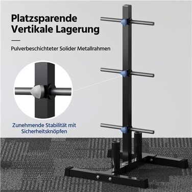 Стійка для гантелей Yaheetech - дерев'яний підсвічник для гантелей, стійка для ваги з 6 стієк, 28 мм, сталь, максимальне навантаження 400 кг