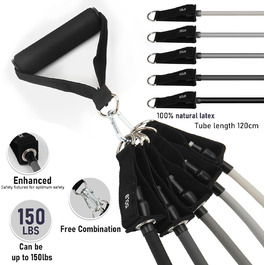 Набір фітнес-резинки 5 шт., спортивні еластичні стрічки опору 5 рівнів, резинки з кріпленням для дверей, ручки, манжети для щиколоток, портативні для нарощування м'язів та пілатесу, чоловічі/жіночі (сірі)