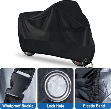 Водонепроникна накривка для мотоцикла Carehabi, 245x105x125 см, XXL, для мопедів, ролерів, ендуро, вуличної техніки