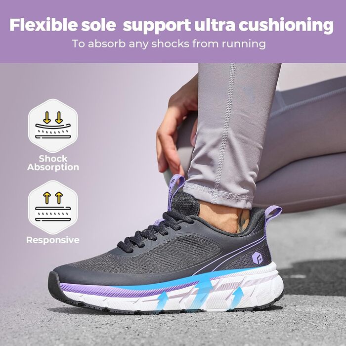 Жіночі кросівки для бігу FitVille з широкою стопою: дихаючі, легкі, зручні для ходьби (38 EU, чорний)