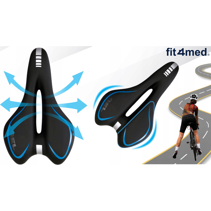 Велосипедне гелеве сідло Fit4Med Airflow, м'яке, 160 мм