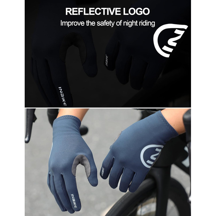 Велосипедні рукавички Inbike MTB зимові, 2 пальці, сенсорний екран, теплі, вітронепроникні, дихаючі, антиковзні, для велоспорту, лиж, катання на сноуборді, IHC701 (Синій, XL)