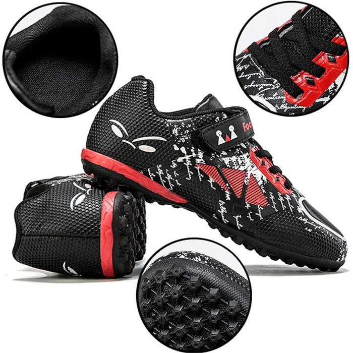 Дитячі футбольні бутси Unisex, легкі, неслизькі, для тренувань, для штучного газону, розмір 28-39 (38 EU), червоні